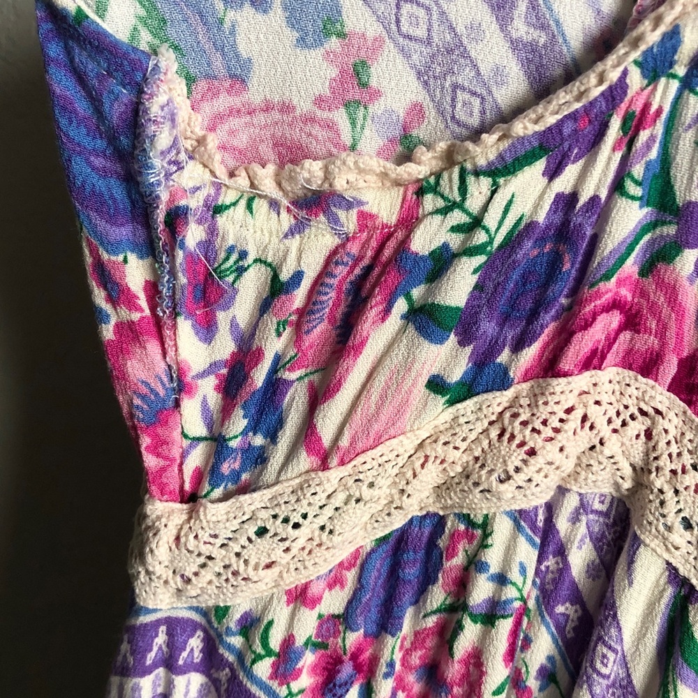 Spell Babushka Midi Dress Pink Floral Whimsical XS Flaw - Picture 3 of 16